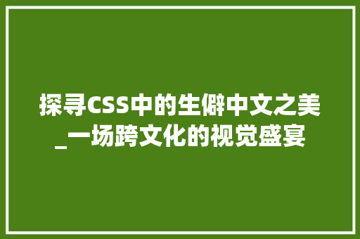 探寻CSS中的生僻中文之美_一场跨文化的视觉盛宴