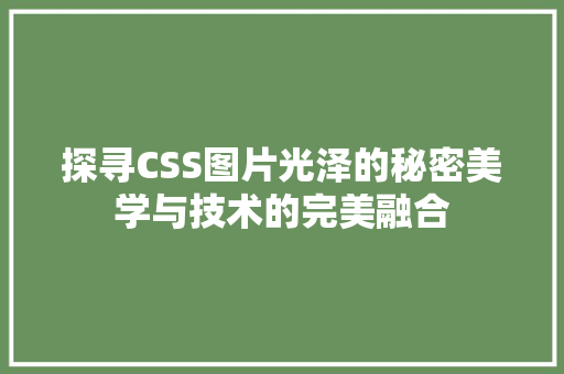 探寻CSS图片光泽的秘密美学与技术的完美融合