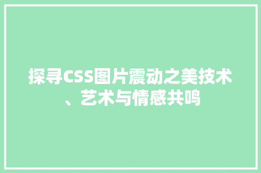 探寻CSS图片震动之美技术、艺术与情感共鸣