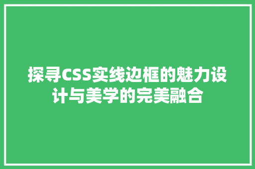 探寻CSS实线边框的魅力设计与美学的完美融合