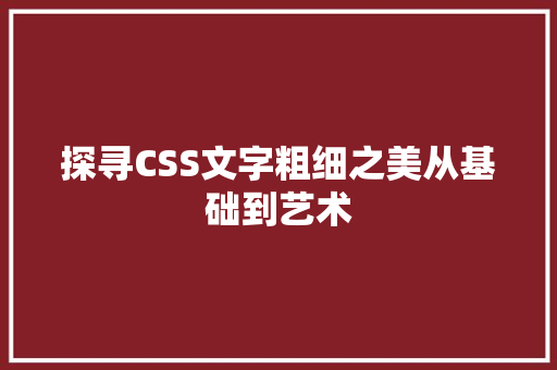 探寻CSS文字粗细之美从基础到艺术