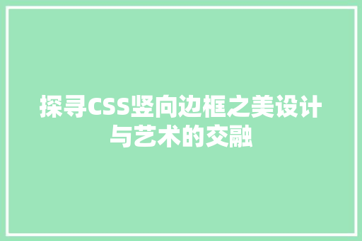 探寻CSS竖向边框之美设计与艺术的交融