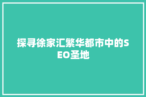 探寻徐家汇繁华都市中的SEO圣地