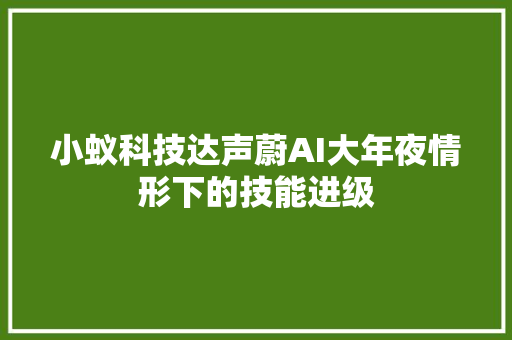 小蚁科技达声蔚AI大年夜情形下的技能进级