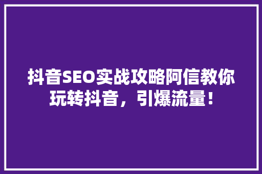 抖音SEO实战攻略阿信教你玩转抖音，引爆流量！