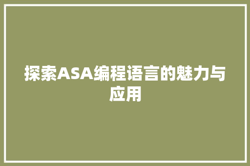 探索ASA编程语言的魅力与应用