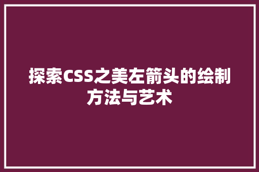 探索CSS之美左箭头的绘制方法与艺术