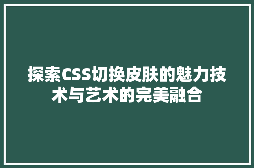 探索CSS切换皮肤的魅力技术与艺术的完美融合