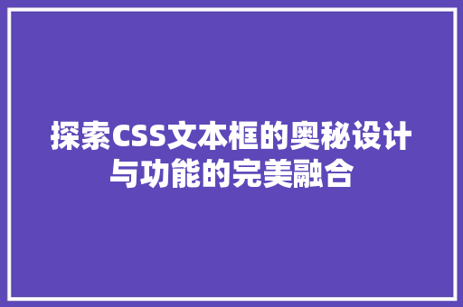 探索CSS文本框的奥秘设计与功能的完美融合