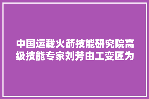 中国运载火箭技能研究院高级技能专家刘芳由工变匠为大年夜国重器智造赋能