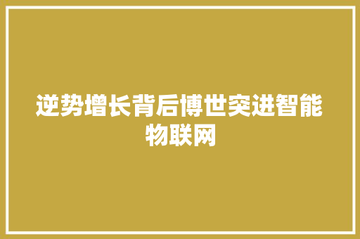 逆势增长背后博世突进智能物联网