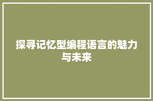 探寻记忆型编程语言的魅力与未来