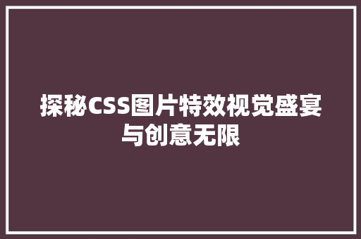 探秘CSS图片特效视觉盛宴与创意无限