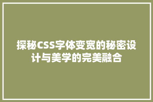 探秘CSS字体变宽的秘密设计与美学的完美融合