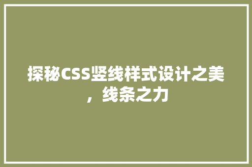 探秘CSS竖线样式设计之美，线条之力