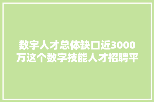 数字人才总体缺口近3000万这个数字技能人才招聘平台万码优才上线