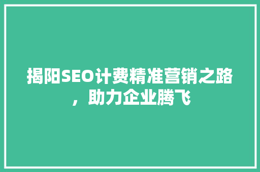 揭阳SEO计费精准营销之路，助力企业腾飞