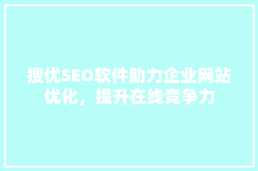 搜优SEO软件助力企业网站优化，提升在线竞争力