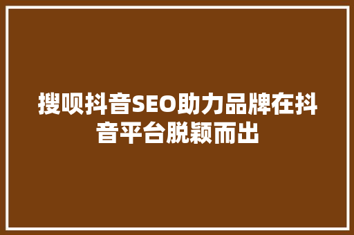 搜呗抖音SEO助力品牌在抖音平台脱颖而出