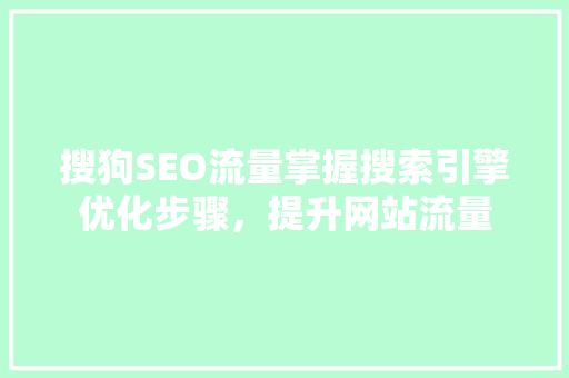 搜狗SEO流量掌握搜索引擎优化步骤，提升网站流量