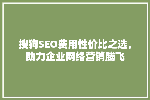 搜狗SEO费用性价比之选，助力企业网络营销腾飞