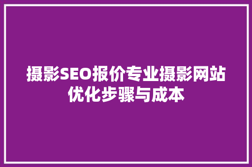 摄影SEO报价专业摄影网站优化步骤与成本