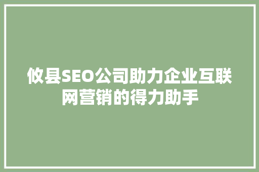 攸县SEO公司助力企业互联网营销的得力助手