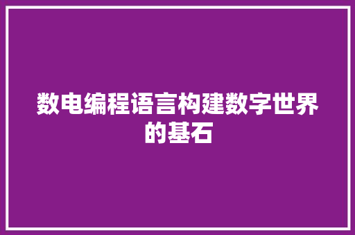 数电编程语言构建数字世界的基石