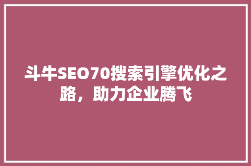 斗牛SEO70搜索引擎优化之路，助力企业腾飞