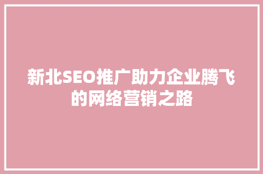 新北SEO推广助力企业腾飞的网络营销之路