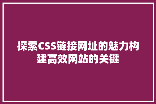 探索CSS链接网址的魅力构建高效网站的关键