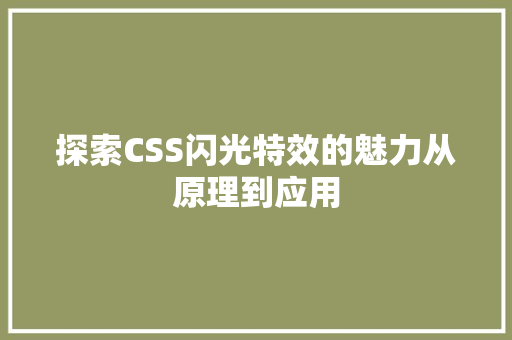 探索CSS闪光特效的魅力从原理到应用