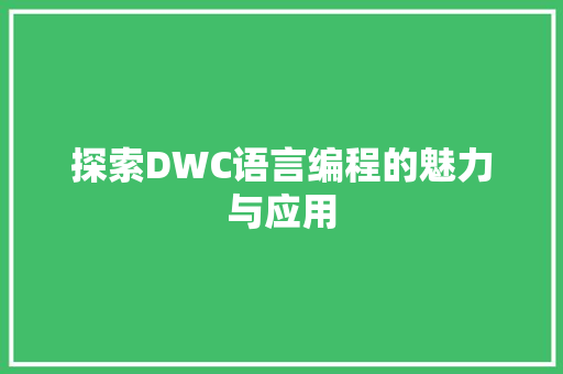 探索DWC语言编程的魅力与应用