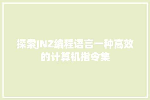 探索JNZ编程语言一种高效的计算机指令集