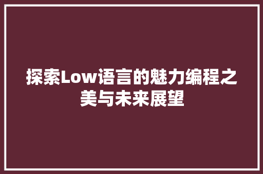 探索Low语言的魅力编程之美与未来展望