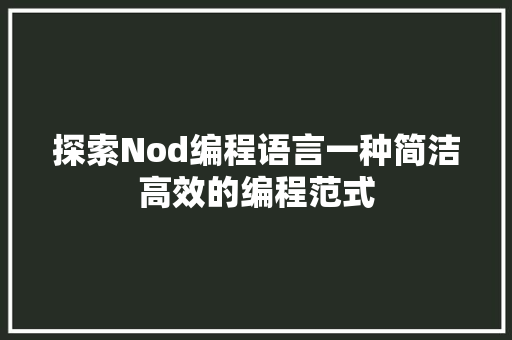 探索Nod编程语言一种简洁高效的编程范式