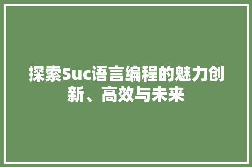 探索Suc语言编程的魅力创新、高效与未来