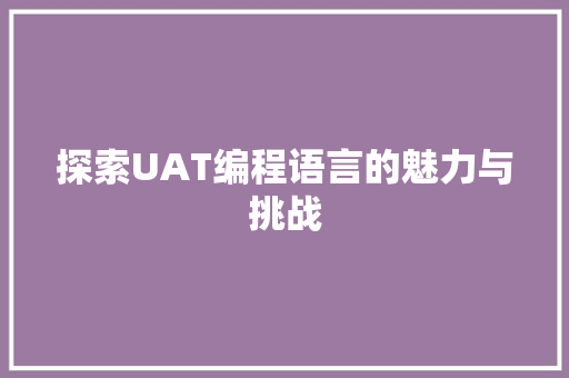 探索UAT编程语言的魅力与挑战