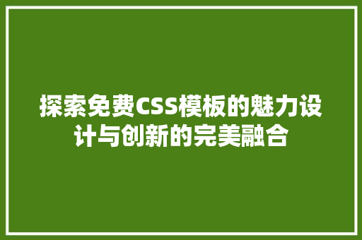 探索免费CSS模板的魅力设计与创新的完美融合