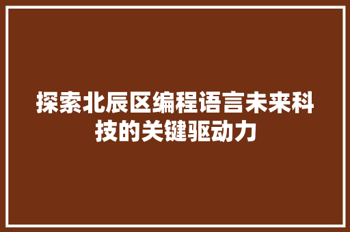 探索北辰区编程语言未来科技的关键驱动力