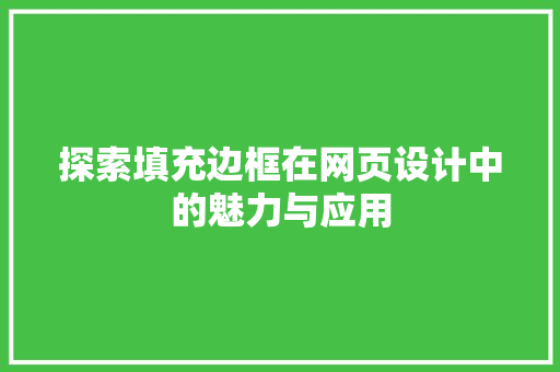 探索填充边框在网页设计中的魅力与应用