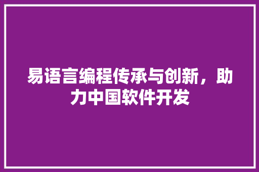 易语言编程传承与创新，助力中国软件开发