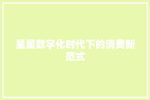 星星数字化时代下的消费新范式