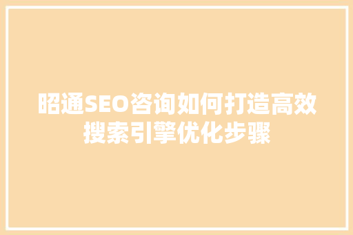 昭通SEO咨询如何打造高效搜索引擎优化步骤