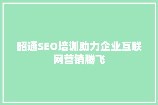 昭通SEO培训助力企业互联网营销腾飞