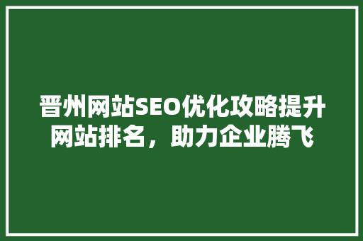 晋州网站SEO优化攻略提升网站排名，助力企业腾飞