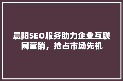 晨阳SEO服务助力企业互联网营销，抢占市场先机