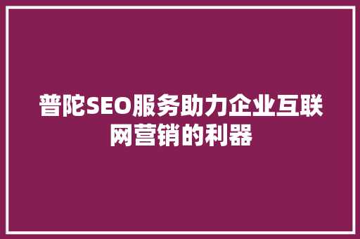 普陀SEO服务助力企业互联网营销的利器