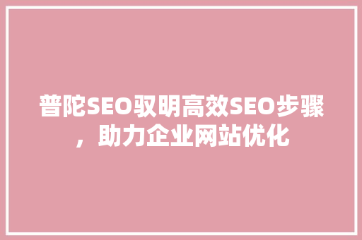 普陀SEO驭明高效SEO步骤，助力企业网站优化