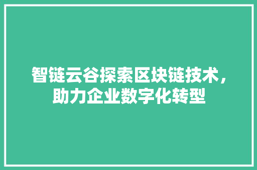 智链云谷探索区块链技术，助力企业数字化转型